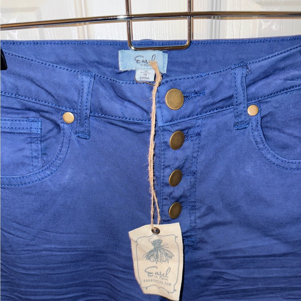Easel Women’s Royal Blue Button-Up Jeans - Picture 3 of 5